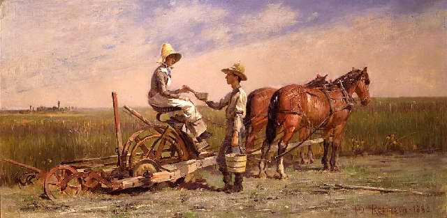 Haying, vintage artwork by Theodore Robinson, 12x8" (A4) Poster