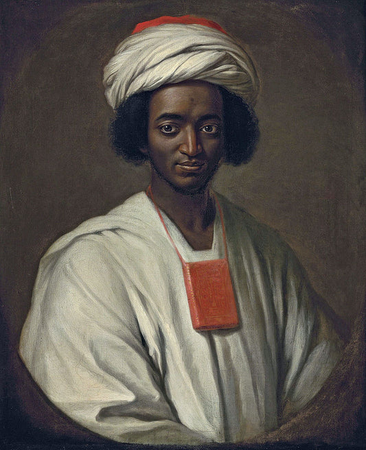 Portrait of Ayuba Suleiman Diallo, called Job ben Solomon, in African dress, vintage artwork by William Hoare, 12x8" (A4) Poster