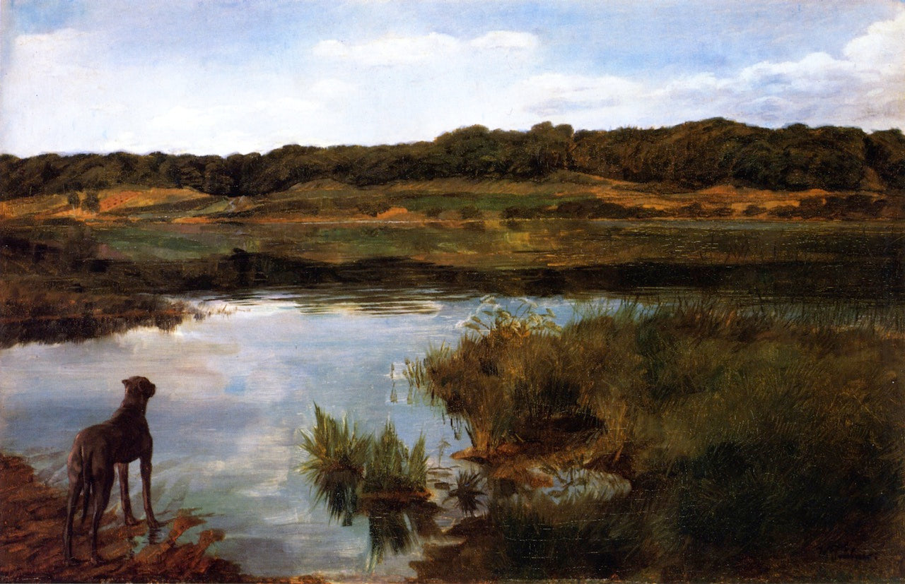 Great Dane on Wessling Lake by Wilhelm Trubner,A3(16x12")Poster