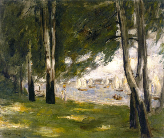 Birches on the Wannsee Shore toward the East, vintage artwork by Max Liebermann, 12x8" (A4) Poster