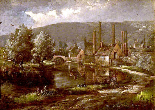 Partridge Dye House, Bowbridge, Stroud, Gloucestershire, vintage artwork by Desire Delaplace-Gerardin, A3 (16x12") Poster Print