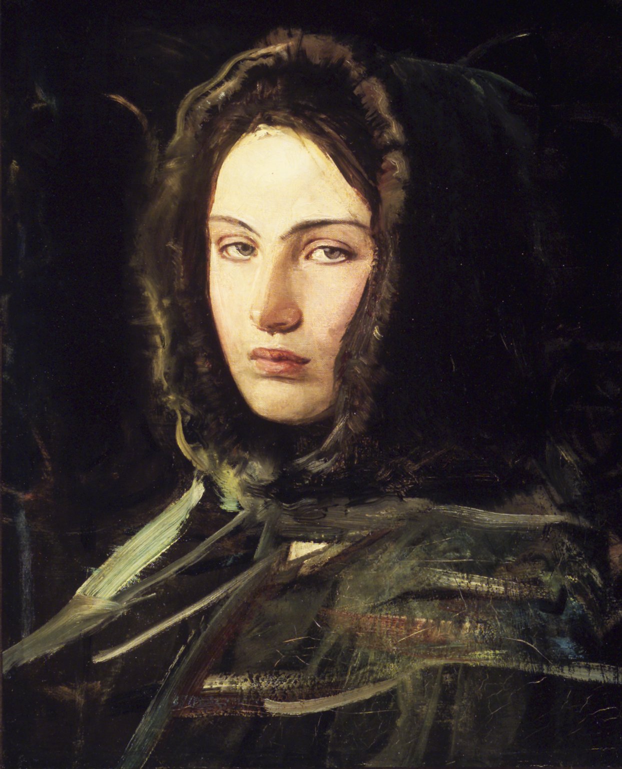 Girl in Fur Hood, vintage artwork by Abbott Handerson Thayer, 12x8" (A4) Poster