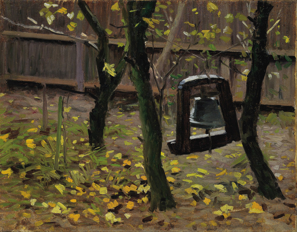 The Dinner Bell in the Garden at Brøndum's Hote, vintage artwork by Valdemar Schonheyder Moller, 12x8" (A4) Poster