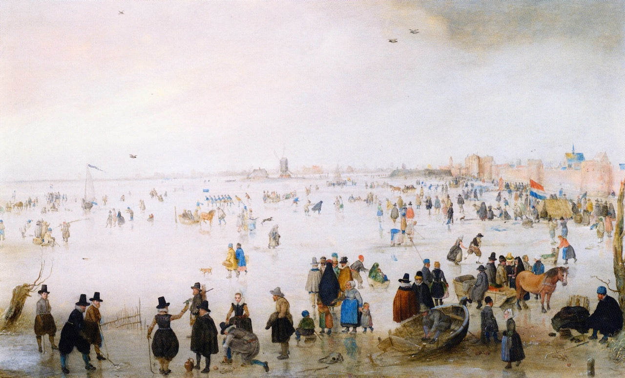 Winter Scene outside the Wall of Kampen, vintage artwork by Hendrick Avercamp, 12x8" (A4) Poster