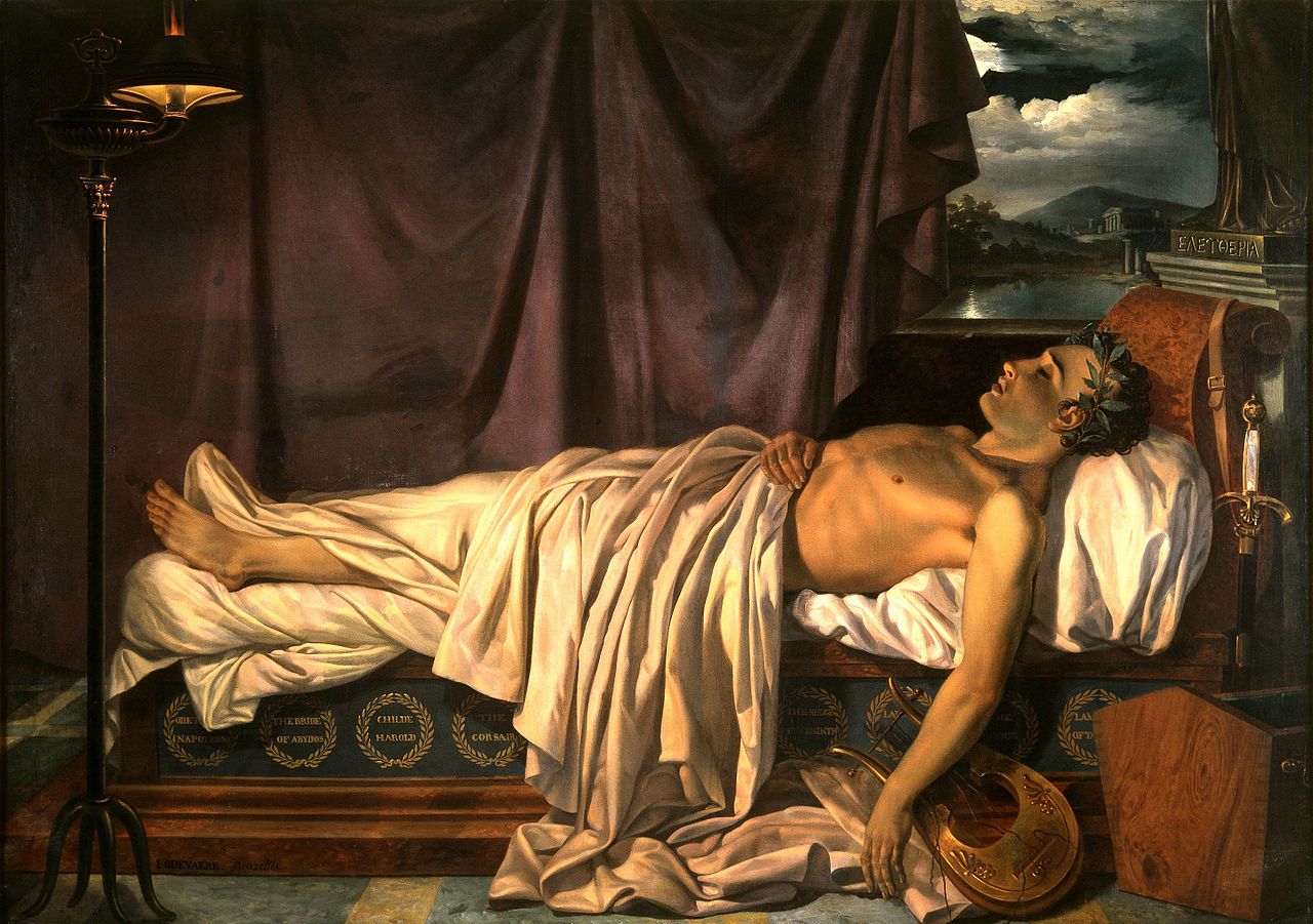 Lord by ron on his Death Bed, vintage artwork by Joseph-Denis Odevaere, 12x8" (A4) Poster