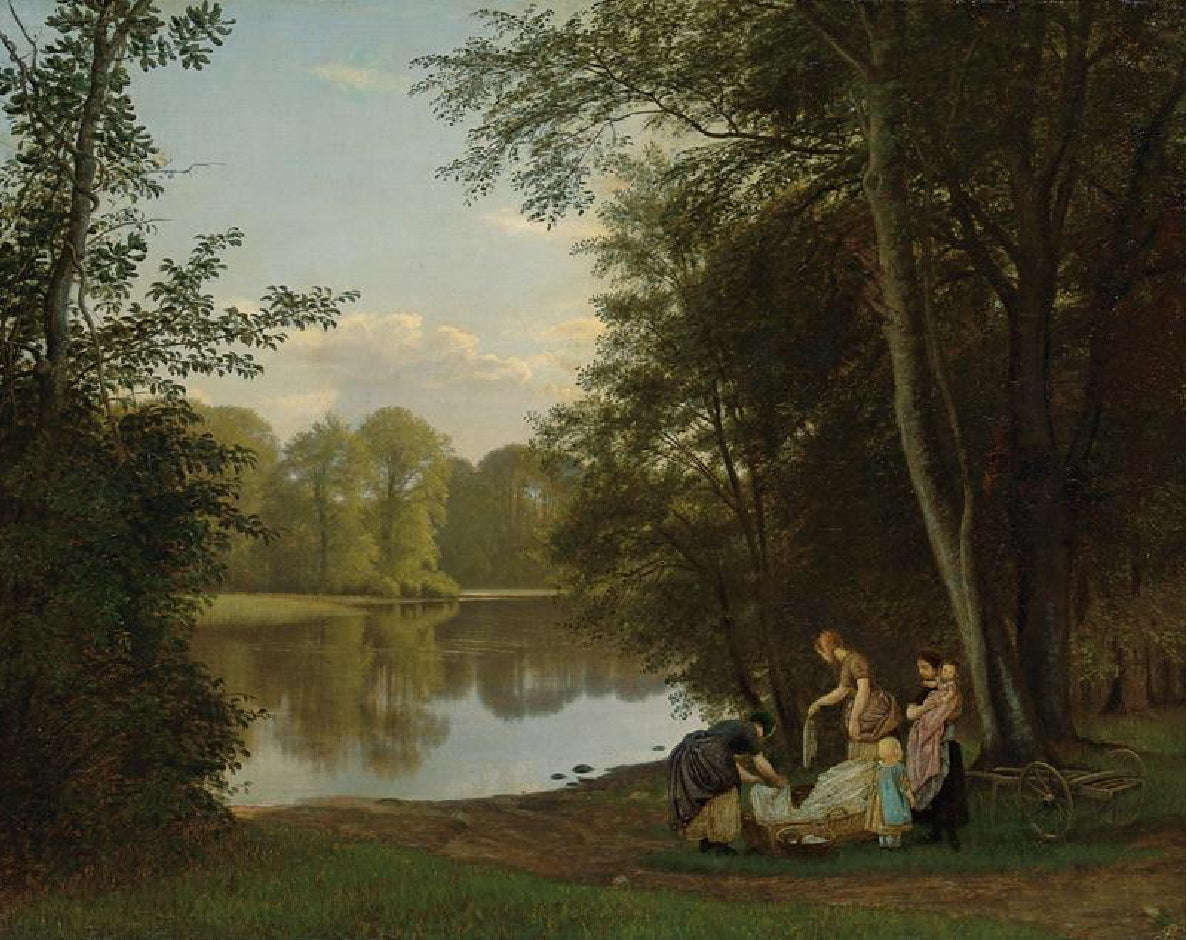 The Village Pond at Hellebaek, vintage artwork by Peter Christian Skovgaard, A3 (16x12") Poster Print