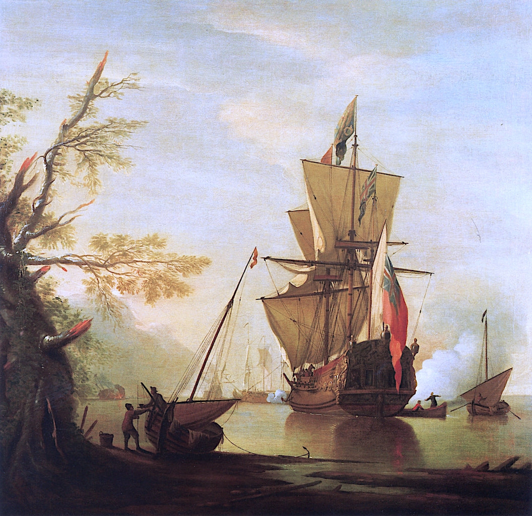 Stern View of the 'Royal Caroline', vintage artwork by Peter Monamy, 12x8" (A4) Poster