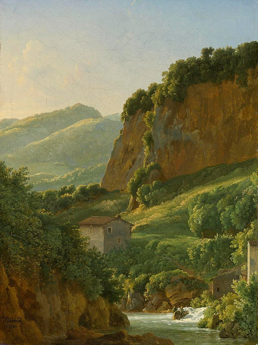 A view of the monastery of San Cosimato, to the north of Rome, vintage artwork by Jean-Joseph-Xavier Bidauld, 12x8" (A4) Poster