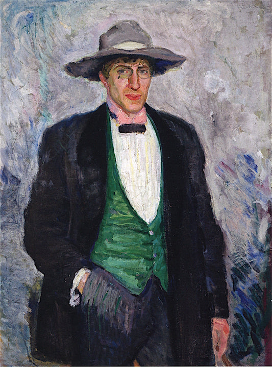 Portrait of Nikolai Astrup, vintage artwork by Bernhard Folkestad, 12x8" (A4) Poster