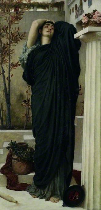 Electra at the Tomb of Agamemnon, vintage artwork by Sir Frederic Lord Leighton, 12x8