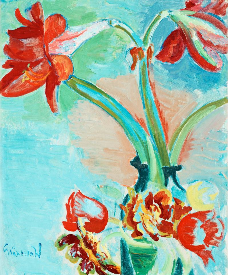 Still life with Amaryllis by Isaac Grünewald,16x12(A3) Poster