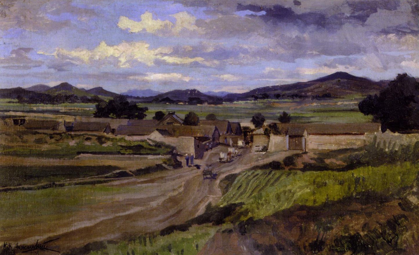 Landscape with a Road, vintage artwork by Konstantin Kryzhitsky, 12x8" (A4) Poster