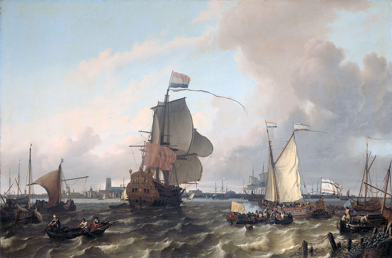 The frigate ‘Brielle’ on the Maas off Rotterdam, vintage artwork by Ludolf Backhuysen, 12x8" (A4) Poster