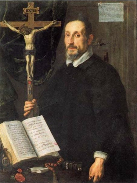 Portrait of Canon Pandolfo Ricasoli, vintage artwork by Justus Sustermans, 12x8" (A4) Poster
