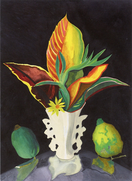 Croton Leaves in a Vase, vintage artwork by Joseph Stella, 12x8" (A4) Poster