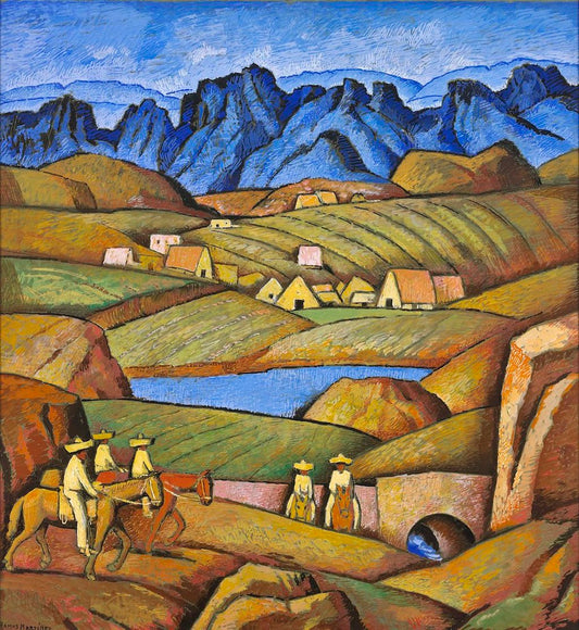 El Lago de Mil Cumbres, vintage artwork by Alfredo Ramos Martinez, 12x8" (A4) Poster
