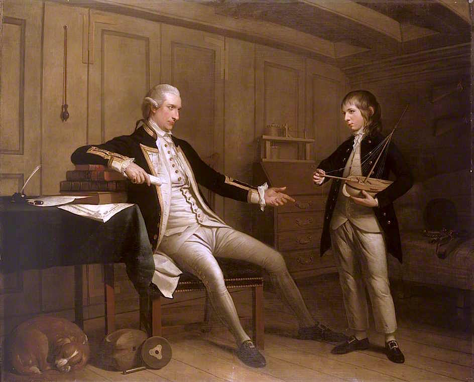 Captain John Bentinck  and His Son, William Bentinck, vintage artwork by Mason Chamberlin the Elder, 12x8" (A4) Poster