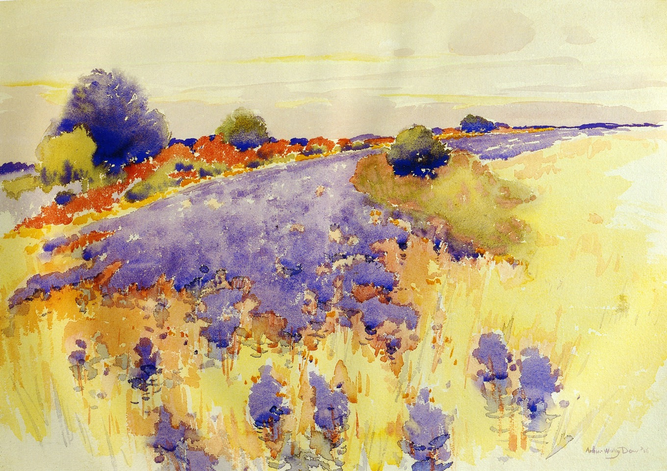 Flowering Field, vintage artwork by Arthur Wesley Dow, 12x8" (A4) Poster