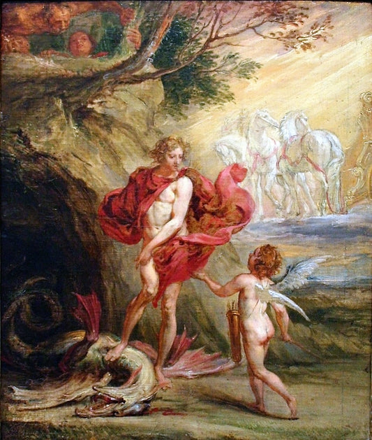 Apollo and the Python, vintage artwork by Jan Boeckhorst, 12x8" (A4) Poster
