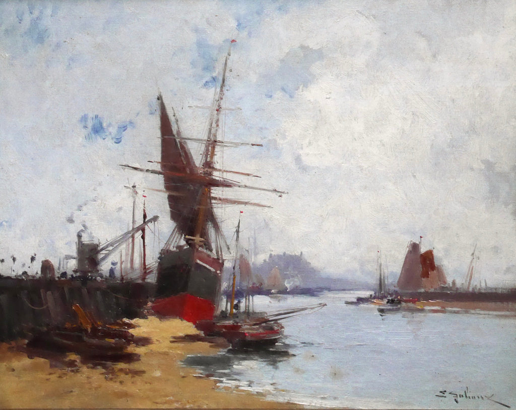 Boats in the Harbour by Eugene Galien-Laloue,A3(16x12")Poster