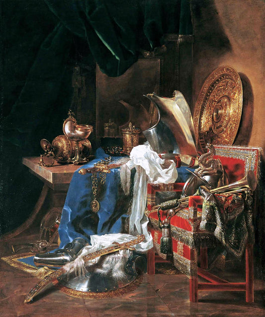 Arms and Armors, vintage artwork by Willem Kalf, 12x8" (A4) Poster