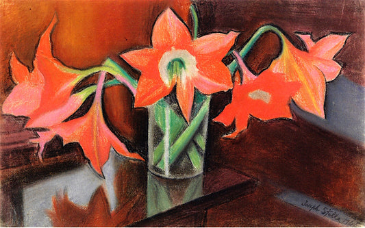 Lilies in a Vase, vintage artwork by Joseph Stella, 12x8" (A4) Poster