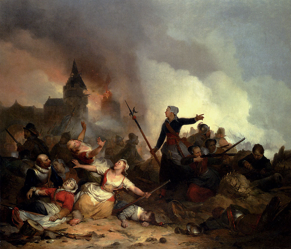 Strijdtoneel met Kenau Simons Hasselaar, vintage artwork by Ferdinand de Braekeleer, A3 (16x12") Poster Print