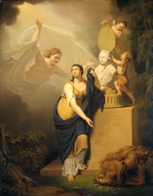 Allegory of Willem V, Prince of Orange, vintage artwork by Jan Willem Pieneman, 12x8" (A4) Poster