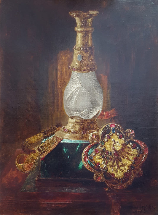 Royal Jewels Still Life, vintage artwork by Blaise Alexandre Desgoffe, 12x8" (A4) Poster