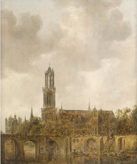 Cathedral of Utrecht, vintage artwork by Jan van Goyen, 12x8" (A4) Poster