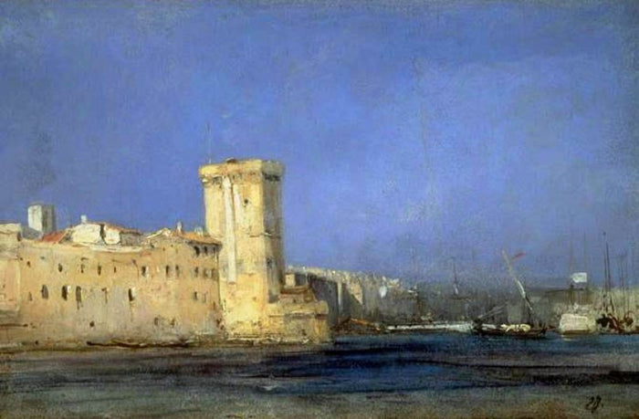 Fort by  the Sea, vintage artwork by Eugène Isabey, A3 (16x12