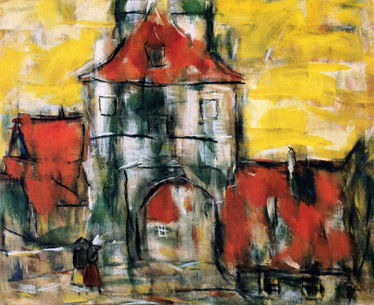 City Gate in Dinkelsbühl, vintage artwork by Christian Rohlfs, 12x8" (A4) Poster