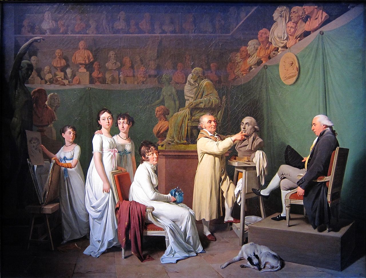 Houdon modelant le buste de Laplace dans son atelier, vintage artwork by Louis-Leopold Boilly, 12x8" (A4) Poster
