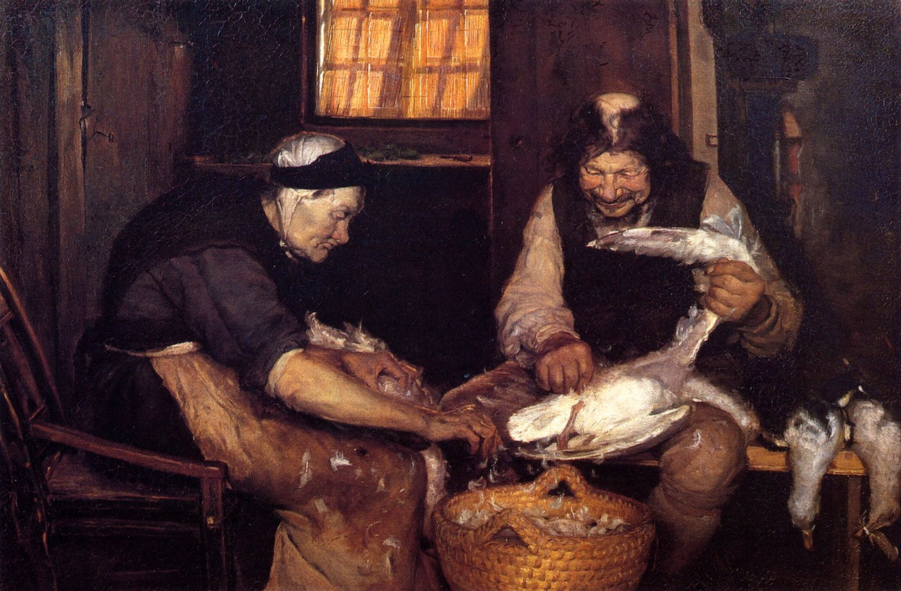 Two Oldsters Plucking Gulls by Anna Ancher,A3(16x12")Poster