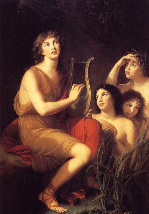 Amphion Jouant de la Lyre, vintage artwork by Élisabeth Vigee-Lebrun, 12x8" (A4) Poster