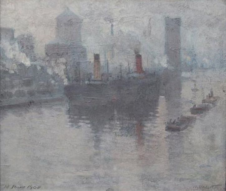 Manchester Ship Canal, vintage artwork by Pierre Adolphe Valette, 12x8" (A4) Poster