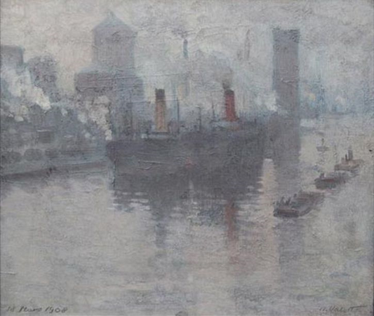 Manchester Ship Canal, vintage artwork by Pierre Adolphe Valette, 12x8" (A4) Poster