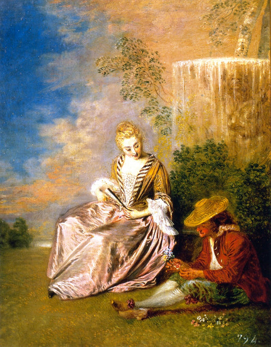 The Anxious Lover, vintage artwork by Jean-Antoine Watteau, 12x8" (A4) Poster