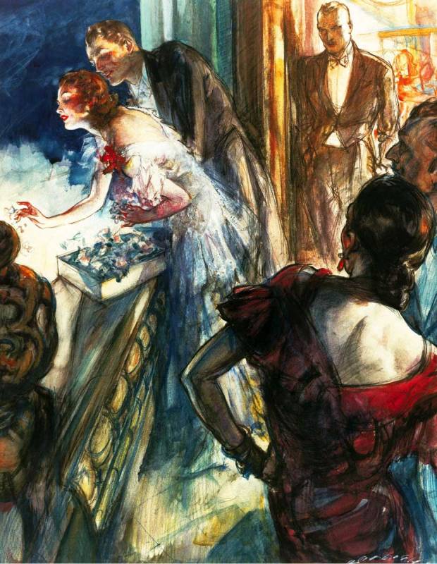Balcony Scene, vintage artwork by Henry Patrick Raleigh, 12x8" (A4) Poster