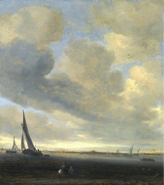 An Estuary Scene with a view of Haarlem beyond, vintage artwork by Salomon van Ruysdael, 12x8" (A4) Poster
