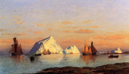 Fishermen off the Coast of Labrador, vintage artwork by William Bradford, 12x8" (A4) Poster