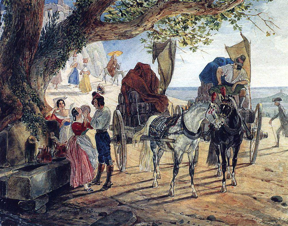 Fete in Albano, vintage artwork by Karl Pavlovich Brulloff, A3 (16x12") Poster Print