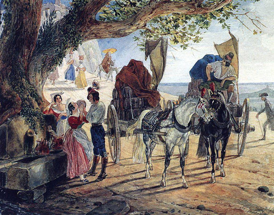 Fete in Albano, vintage artwork by Karl Pavlovich Brulloff, A3 (16x12") Poster Print