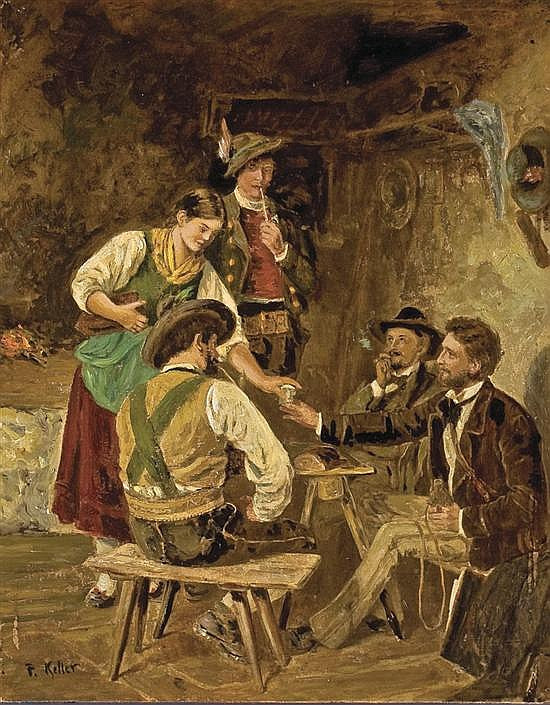 In the Tavern, vintage artwork by Friedrich von Keller, 12x8" (A4) Poster