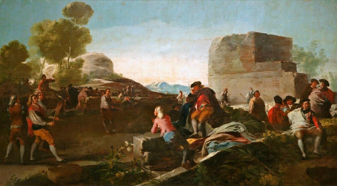 The Game of Paddle Ball, vintage artwork by Francisco de Goya y Lucientes, 12x8" (A4) Poster
