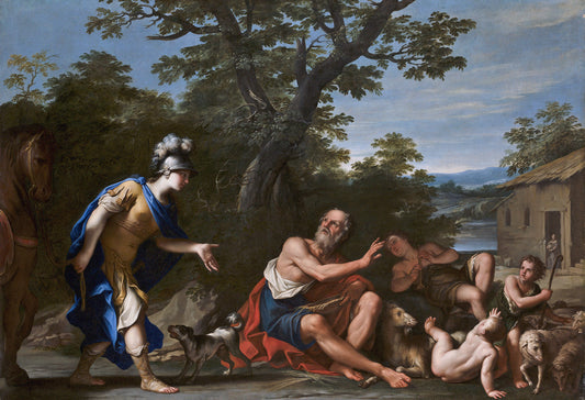 Erminia and the Shepherds, vintage artwork by Marcantonio Franceschini, 12x8" (A4) Poster