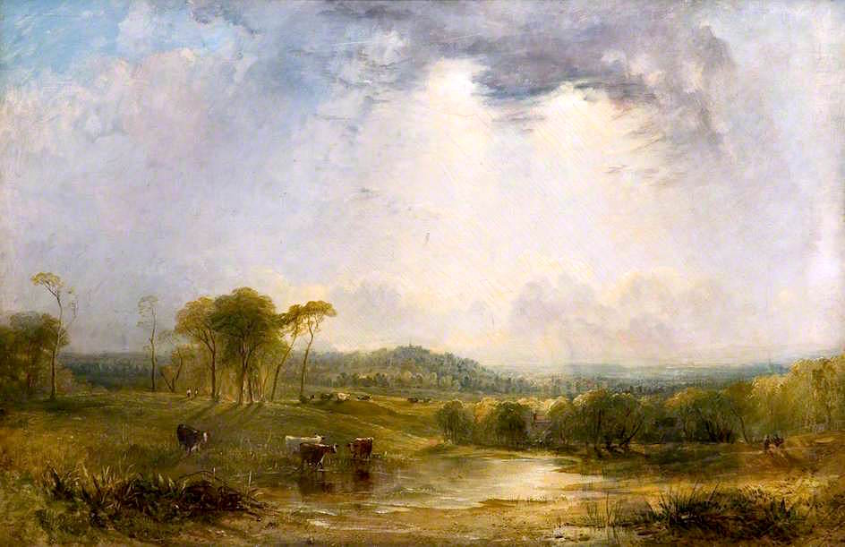 Landscape with Harrow in the Distance, vintage artwork by Thomas Creswick, A3 (16x12") Poster Print