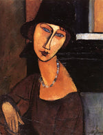 Jeanne Hebuterne with Hat and Necklace, vintage artwork by Amedeo Modigliani, 12x8" (A4) Poster