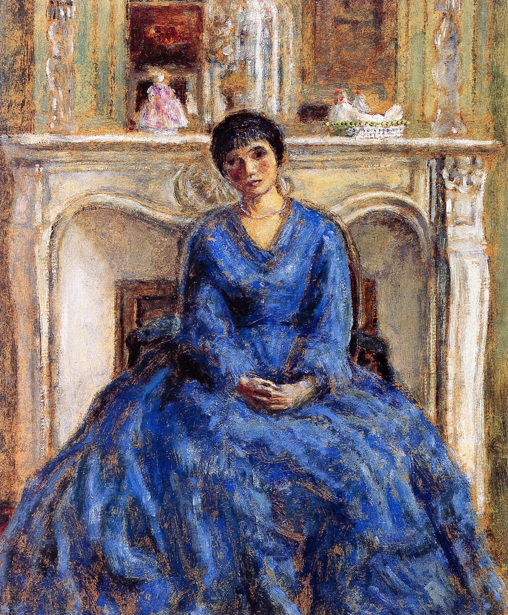 The Blue Coat, vintage artwork by Frederick Carl Frieseke, 12x8" (A4) Poster