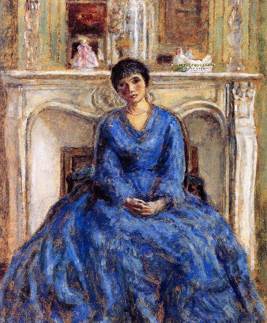 The Blue Coat, vintage artwork by Frederick Carl Frieseke, 12x8" (A4) Poster